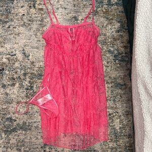 Adore Me Pink Lace Lingerie Set